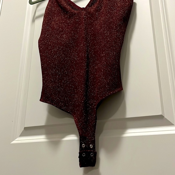 Gold Sparkle Maroon Bodysuit - Picture 3 of 3